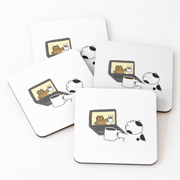 Item preview, two Cats with two cups of coffee designed and sold by superbaechoo.
