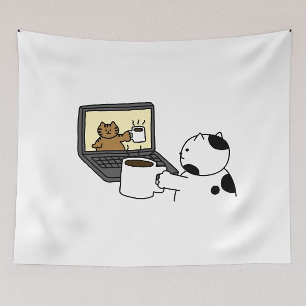 Item preview, two Cats with two cups of coffee designed and sold by superbaechoo.