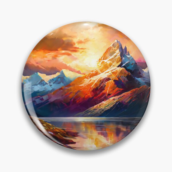 Item preview, Landscape Art: Mountain River at Sunset | Scenery Artwork designed and sold by UnhingedBird.
