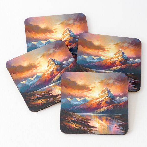 Item preview, Landscape Art: Mountain River at Sunset | Scenery Artwork designed and sold by UnhingedBird.