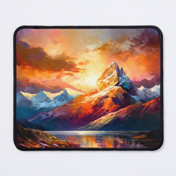 Item preview, Landscape Art: Mountain River at Sunset | Scenery Artwork designed and sold by UnhingedBird.