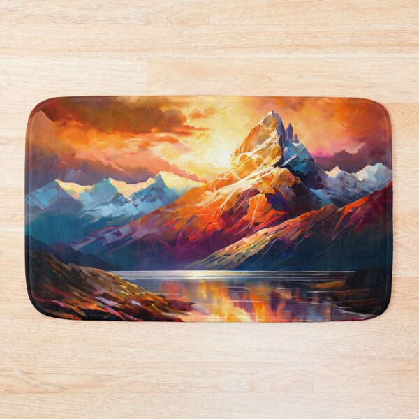 Item preview, Landscape Art: Mountain River at Sunset | Scenery Artwork designed and sold by UnhingedBird.