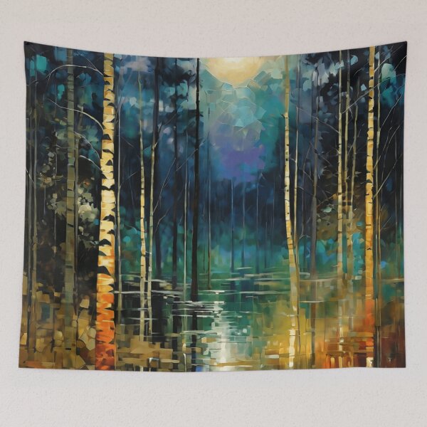 Item preview, Landscape Art: Forest River in Dusk | Color Art | Abstract Art | Gift for Color Lover designed and sold by UnhingedBird.
