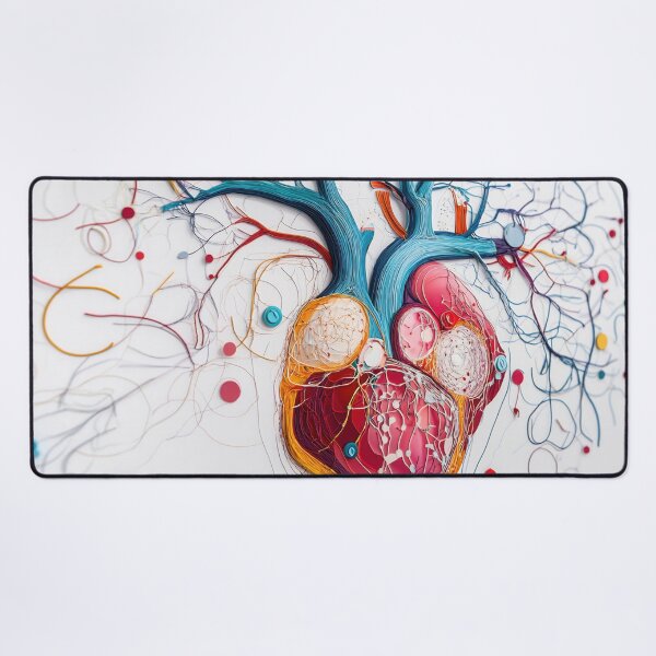 Item preview, Intricate heart model made from colorful threads showcasing human anatomy in a detailed and artistic manner designed and sold by anytka.