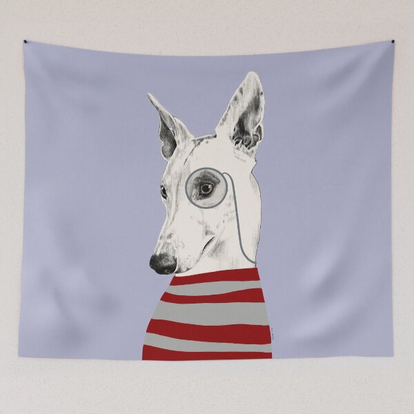 Item preview, Portrait of a greyhound dog with a monocle designed and sold by Elbuenlimon.
