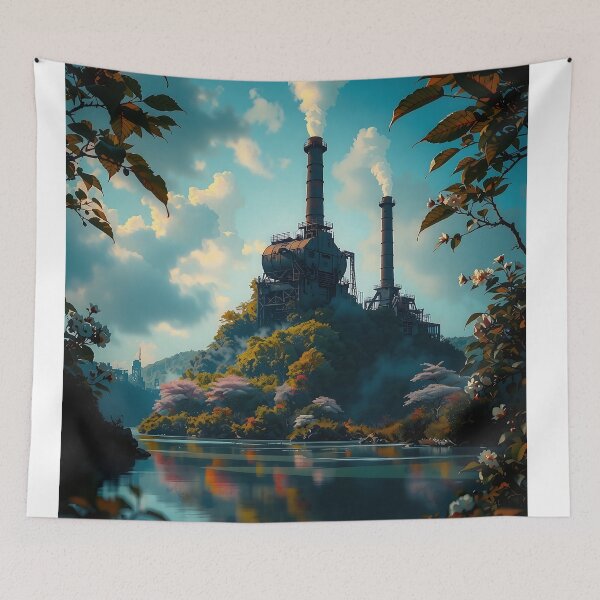 Item preview, Sunset Embraces Industrial Ruins designed and sold by PanoramaPrints.