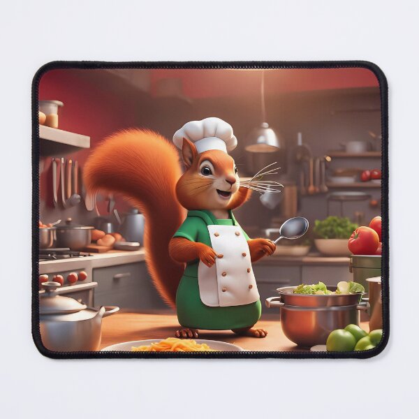 Item preview, Red Squirrel as a Chef, in a kitchen preparing meals designed and sold by Colin Bentham.