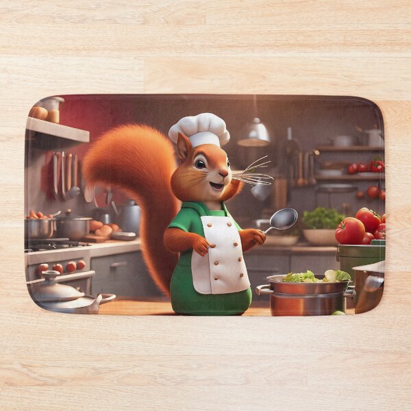 Item preview, Red Squirrel as a Chef, in a kitchen preparing meals designed and sold by Colin Bentham.