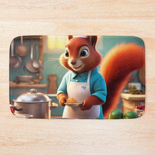 Item preview, Red Squirrel as a Chef, in a kitchen preparing meals designed and sold by Colin Bentham.