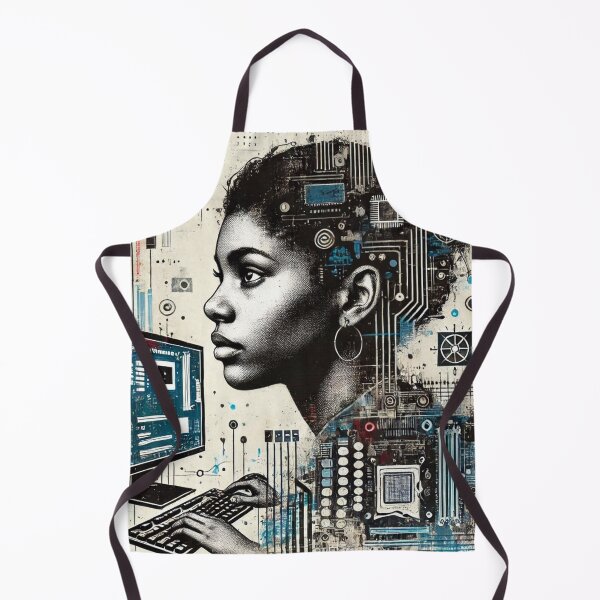 Item preview, Mixed media portrait of a female, computer programmer, digital art designed and sold by Echoes of color.