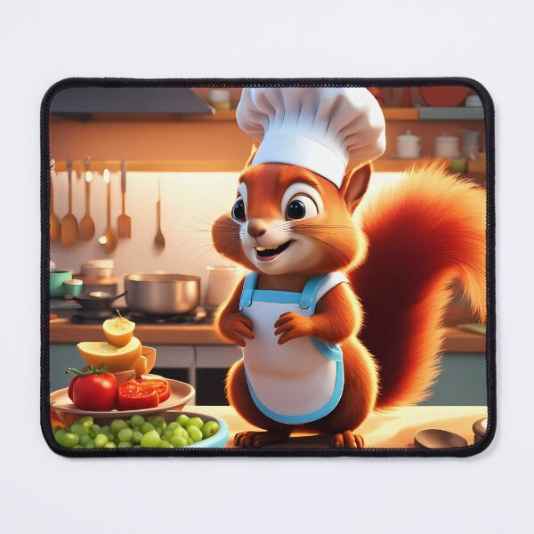 Item preview, Red Squirrel as a Chef, in a kitchen preparing meals designed and sold by Colin Bentham.