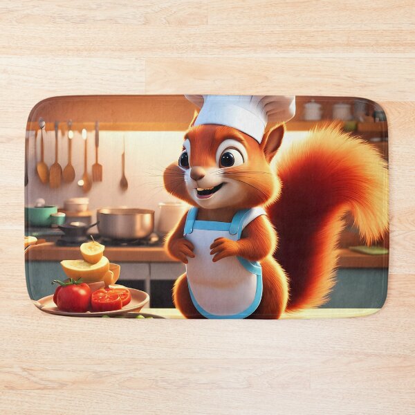 Item preview, Red Squirrel as a Chef, in a kitchen preparing meals designed and sold by Colin Bentham.