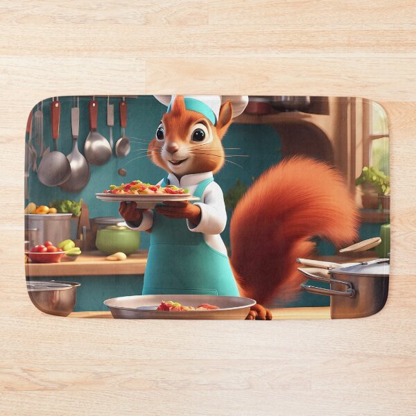 Item preview, Red Squirrel as a Chef, in a kitchen preparing meals designed and sold by Colin Bentham.