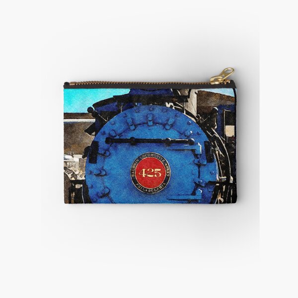 Artikelvorschau, Aquarellmalerei einer alten Dampflokomotive unter einem strahlend blauen Himmel entworfen und verkauft von GestaltImagery.