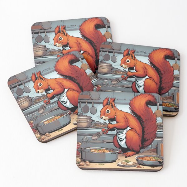 Item preview, Red Squirrel as a Chef, in a kitchen preparing meals designed and sold by Colin Bentham.