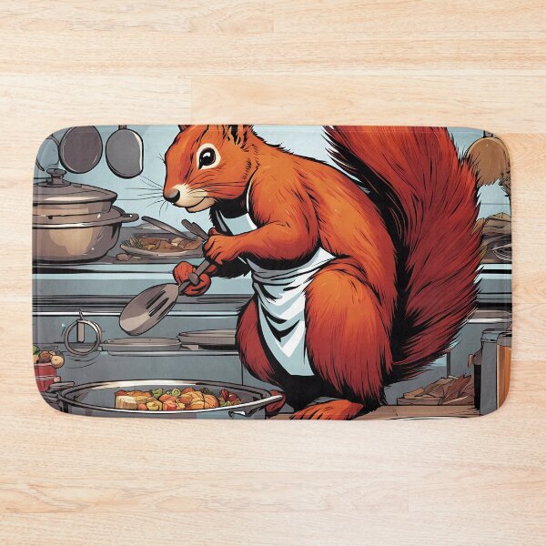 Item preview, Red Squirrel as a Chef, in a kitchen preparing meals designed and sold by Colin Bentham.