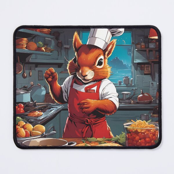 Item preview, Red Squirrel as a Chef, in a kitchen preparing meals designed and sold by Colin Bentham.