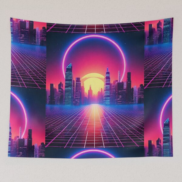 Item preview, Neon Cityscape In Synthwave Style designed and sold by Unwind-Art-Work.