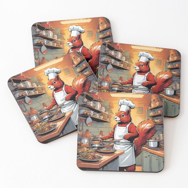 Item preview, Red Squirrel as a Chef, in a kitchen preparing meals designed and sold by Colin Bentham.