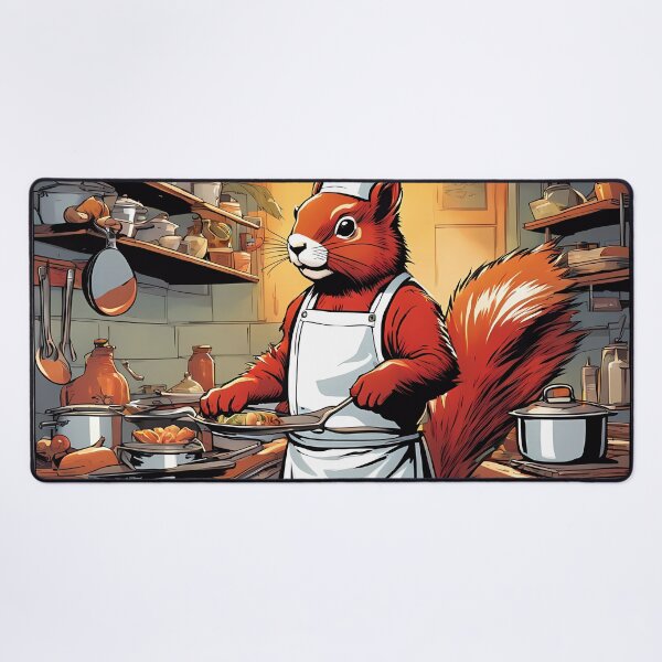 Item preview, Red Squirrel as a Chef, in a kitchen preparing meals designed and sold by Colin Bentham.