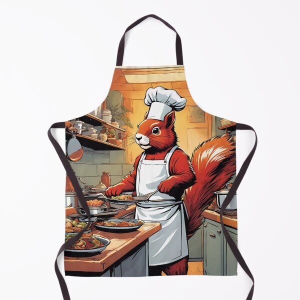 Item preview, Red Squirrel as a Chef, in a kitchen preparing meals designed and sold by Colin Bentham.