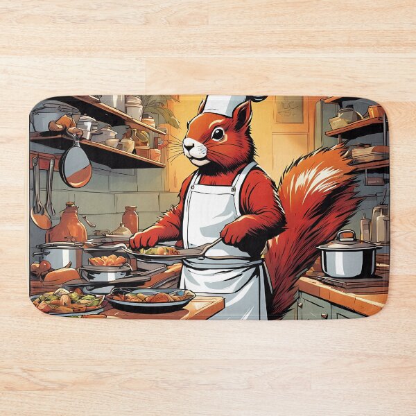 Item preview, Red Squirrel as a Chef, in a kitchen preparing meals designed and sold by Colin Bentham.