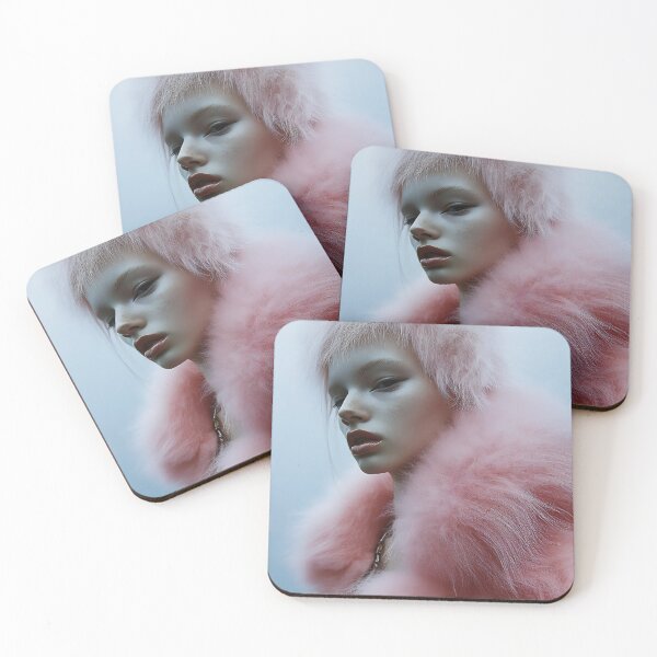 Item preview, A mannequin wearing a fluffy pink fur coat and matching headpiece poses dramatically against a soft blue backdrop designed and sold by anytka.
