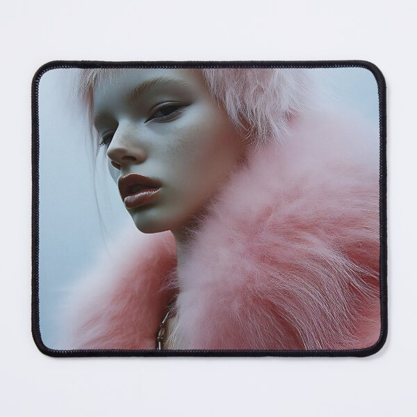 Item preview, A mannequin wearing a fluffy pink fur coat and matching headpiece poses dramatically against a soft blue backdrop designed and sold by anytka.