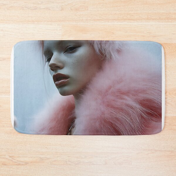 Item preview, A mannequin wearing a fluffy pink fur coat and matching headpiece poses dramatically against a soft blue backdrop designed and sold by anytka.