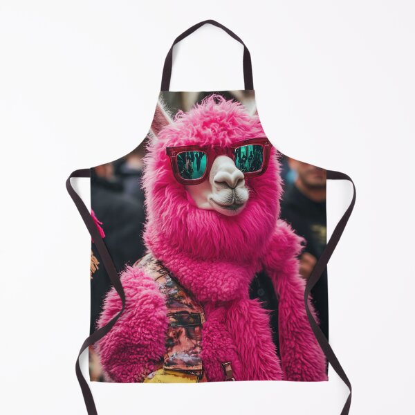 Item preview, A vibrant pink llama wearing sunglasses poses for the camera in a lively urban setting during a festive gathering designed and sold by anytka.