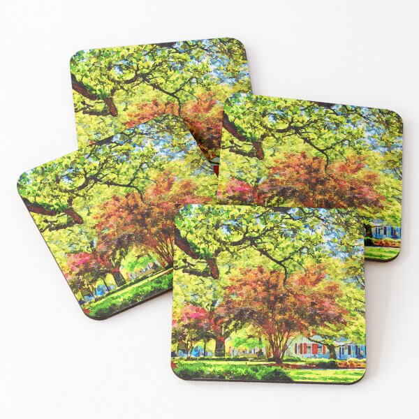 Item preview, Vibrant watercolor depiction of Washington Square Savannah Georgia designed and sold by GestaltImagery.