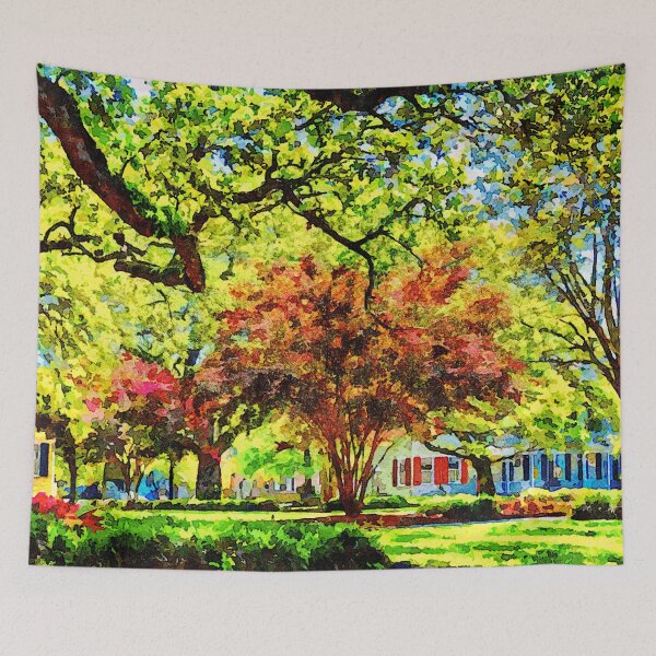 Item preview, Vibrant watercolor depiction of Washington Square Savannah Georgia designed and sold by GestaltImagery.