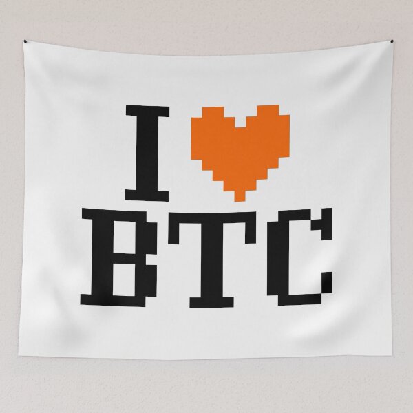 Item preview, I Love Bitcoin Meme Pixel Art designed and sold by CyberRex.