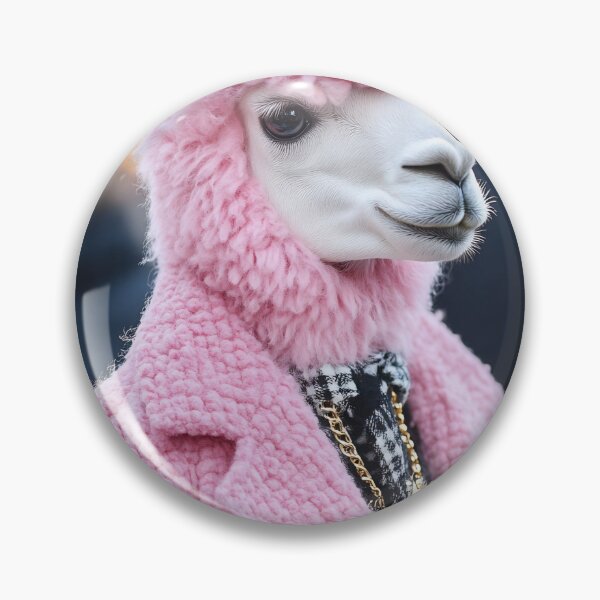 Item preview, A creative depiction of a llama in a stylish pink coat with a unique face mask at a vibrant outdoor event designed and sold by anytka.