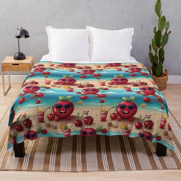 Item preview, Cherry Coconuts: A playful pattern with cherries lounging on the beach, sipping fruity cocktails and enjoying the sunshine. designed and sold by Grang Art Artistic Designs.