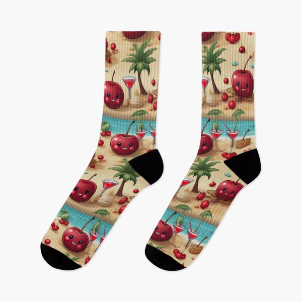 Item preview, Surf's Up Cherries: A playful pattern with cherries lounging on the beach, sipping fruity cocktails and enjoying the sunshine. designed and sold by Grang Art Artistic Designs.