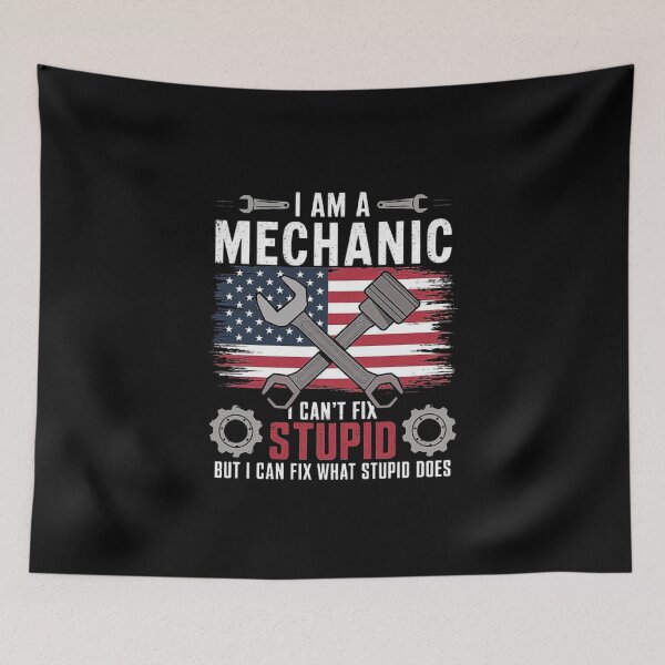 Item preview,  a Mechanic - Fixing What Stupid Does American Flag Design designed and sold by love3617.