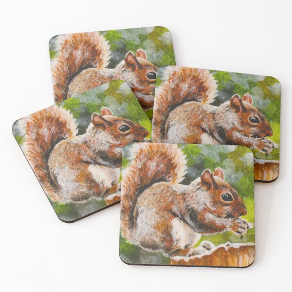 Item preview, Red Squirrel in the Forest eating nuts designed and sold by ARTwithDIRK.