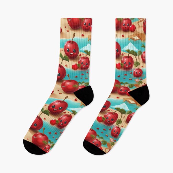Item preview, Sun-Kissed Cherries: A playful pattern with cherries lounging on the beach, sipping fruity cocktails and enjoying the sunshine. designed and sold by Grang Art Artistic Designs.