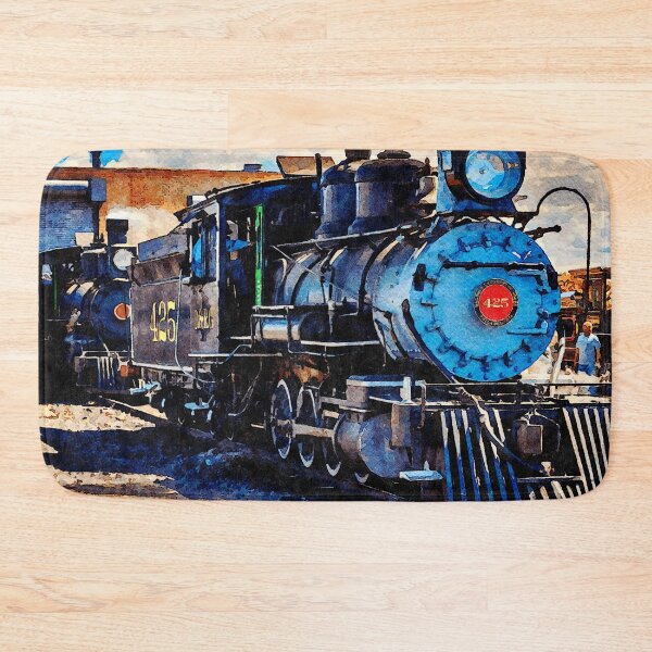 Item preview, Vintage steam locomotive captured in vibrant watercolor style artwork designed and sold by GestaltImagery.