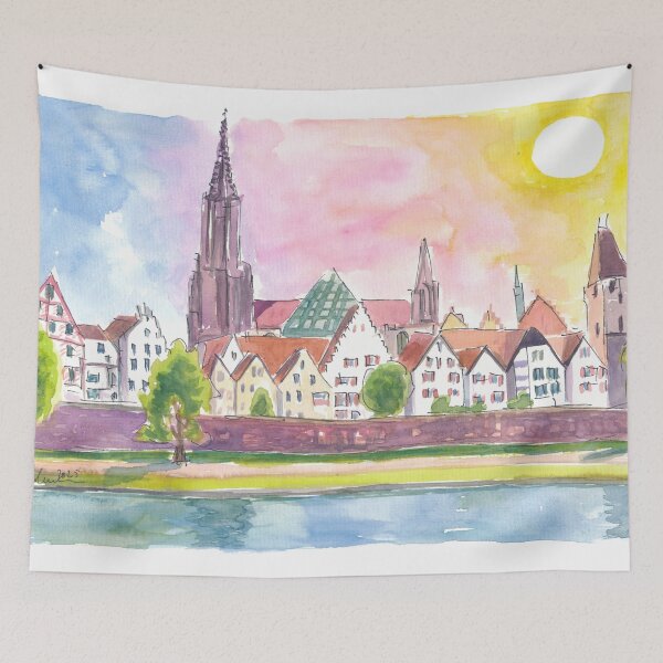 Item preview, Sunlit Skyline of Ulm Germany by the Riverside designed and sold by artshop77.