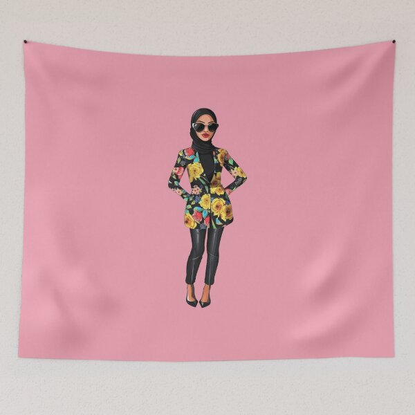 Item preview, Floral Chic Hijabi - Stylish Black & Yellow Design | Ramadan designed and sold by ThisTee.