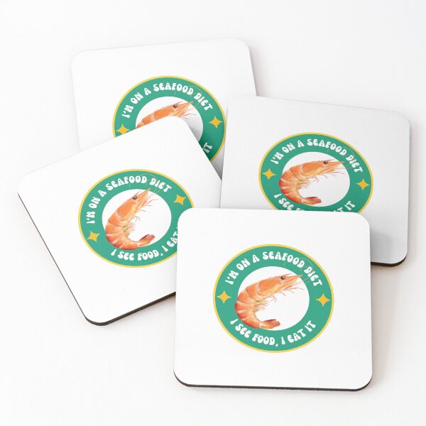 Item preview, "I'm on a seafood diet. I see food, I eat it." Fun phrase designed and sold by mistonterias.