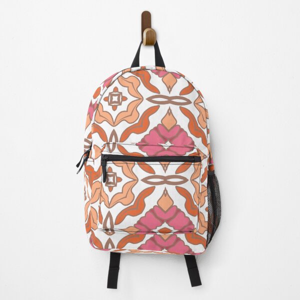 Item preview,  Geometric pattern in warm orange and peach tones with floral motifs 2 designed and sold by AneissPiaf.