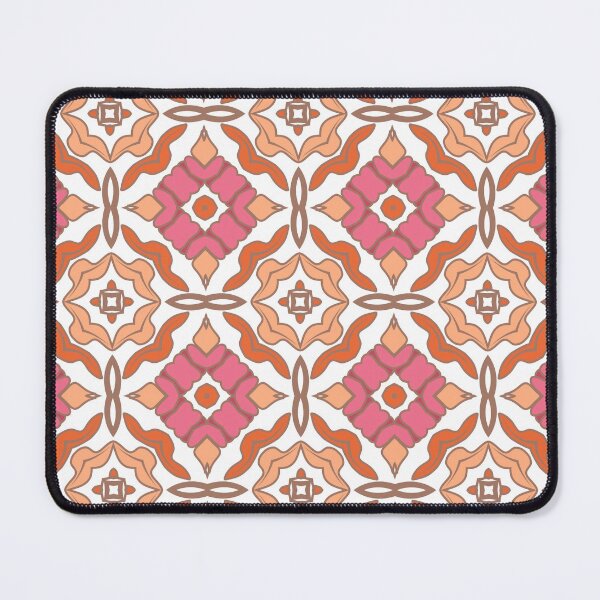 Item preview,  Geometric pattern in warm orange and peach tones with floral motifs 2 designed and sold by AneissPiaf.