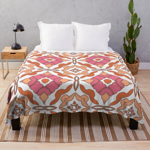 Item preview,  Geometric pattern in warm orange and peach tones with floral motifs 2 designed and sold by AneissPiaf.