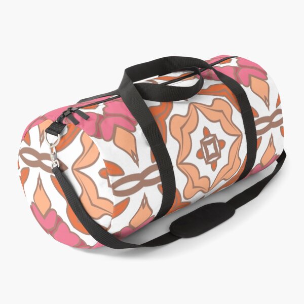Item preview,  Geometric pattern in warm orange and peach tones with floral motifs 2 designed and sold by AneissPiaf.