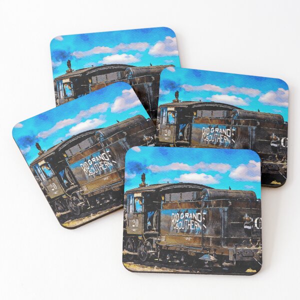 Item preview, Watercolor depiction of Rio Grande Southern steam locomotive under a vibrant sky designed and sold by GestaltImagery.