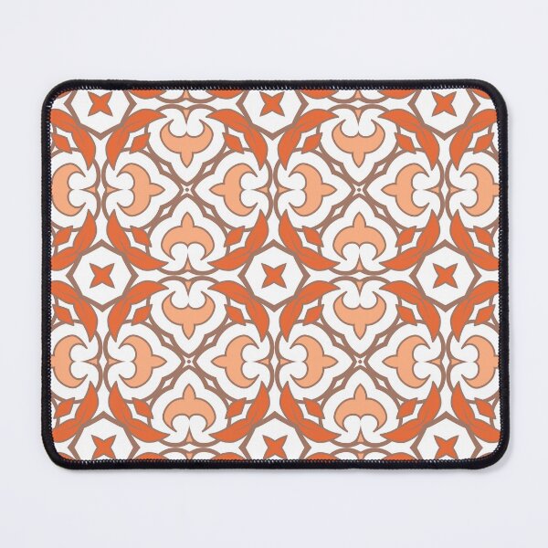 Item preview, Geometric pattern in warm orange and peach tones with floral motifs 3 designed and sold by AneissPiaf.