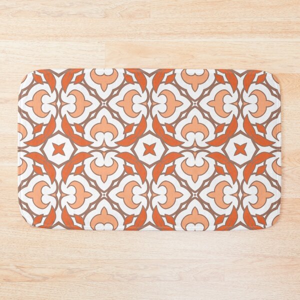 Item preview, Geometric pattern in warm orange and peach tones with floral motifs 3 designed and sold by AneissPiaf.